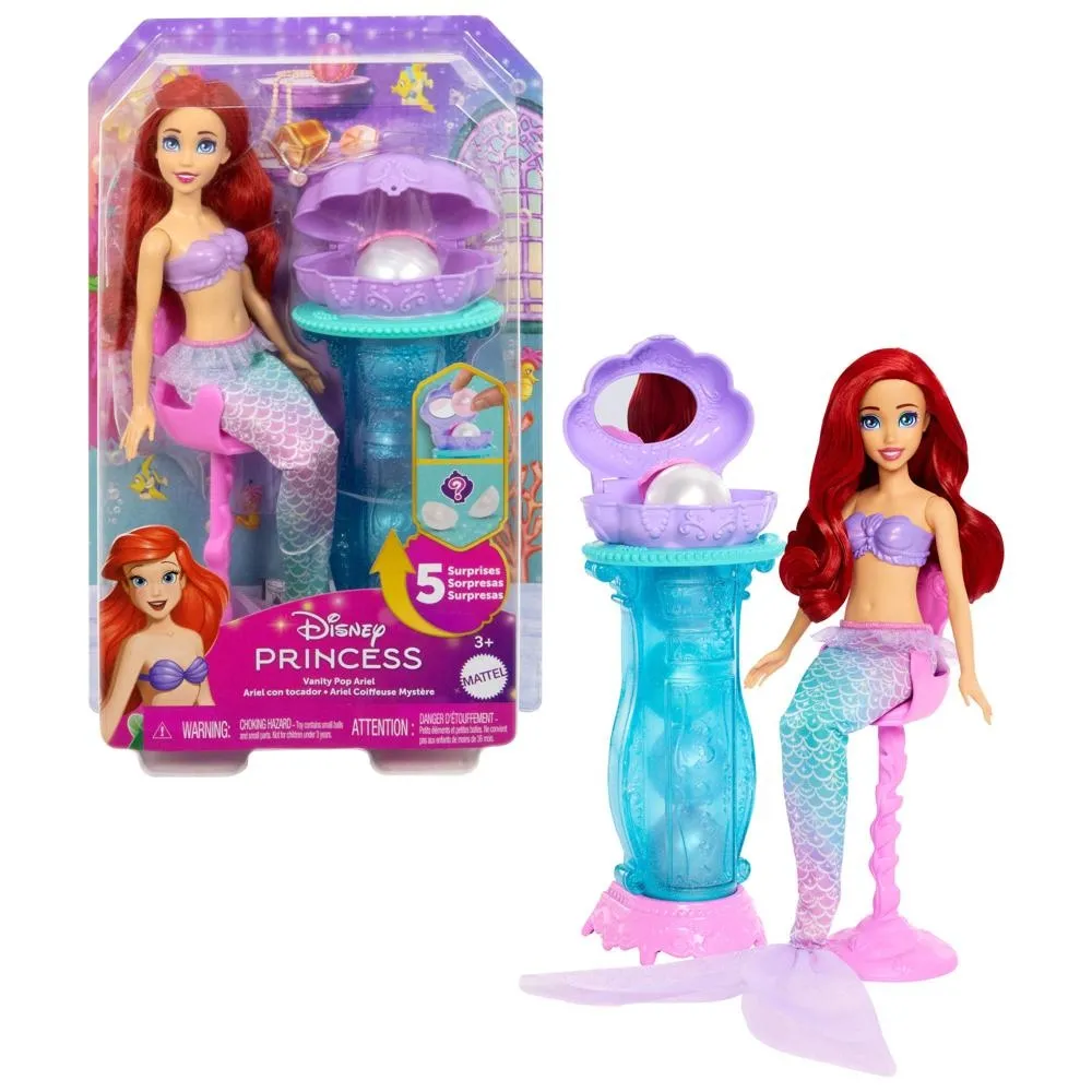 Disney Księżniczka Arielka Muszelkowa toaletka Zestaw i lalka JBF86