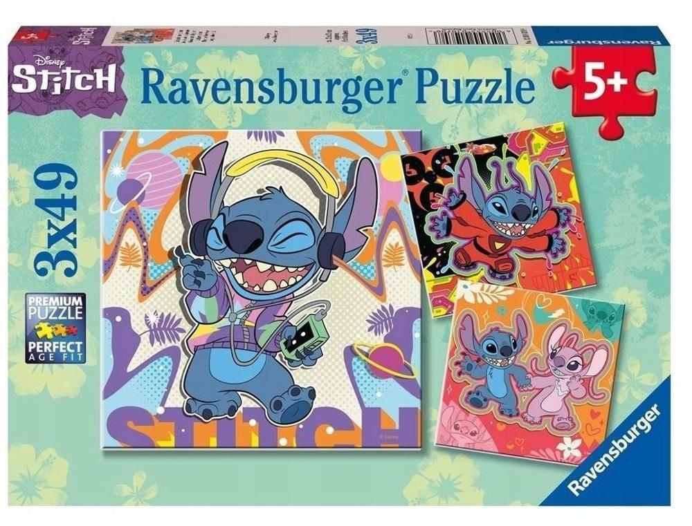 RAVENSBURGER Puzzle 2D: Disney Stitch 3x49 el.