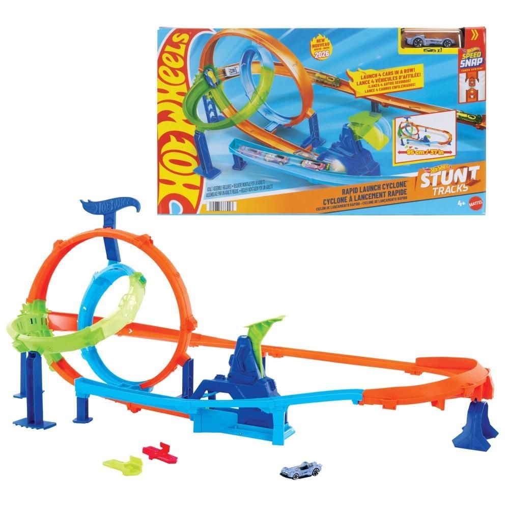 Hot Wheels Stunt Tracks Tor wyścigowy Rajdowy cyklon Zestaw JHK73