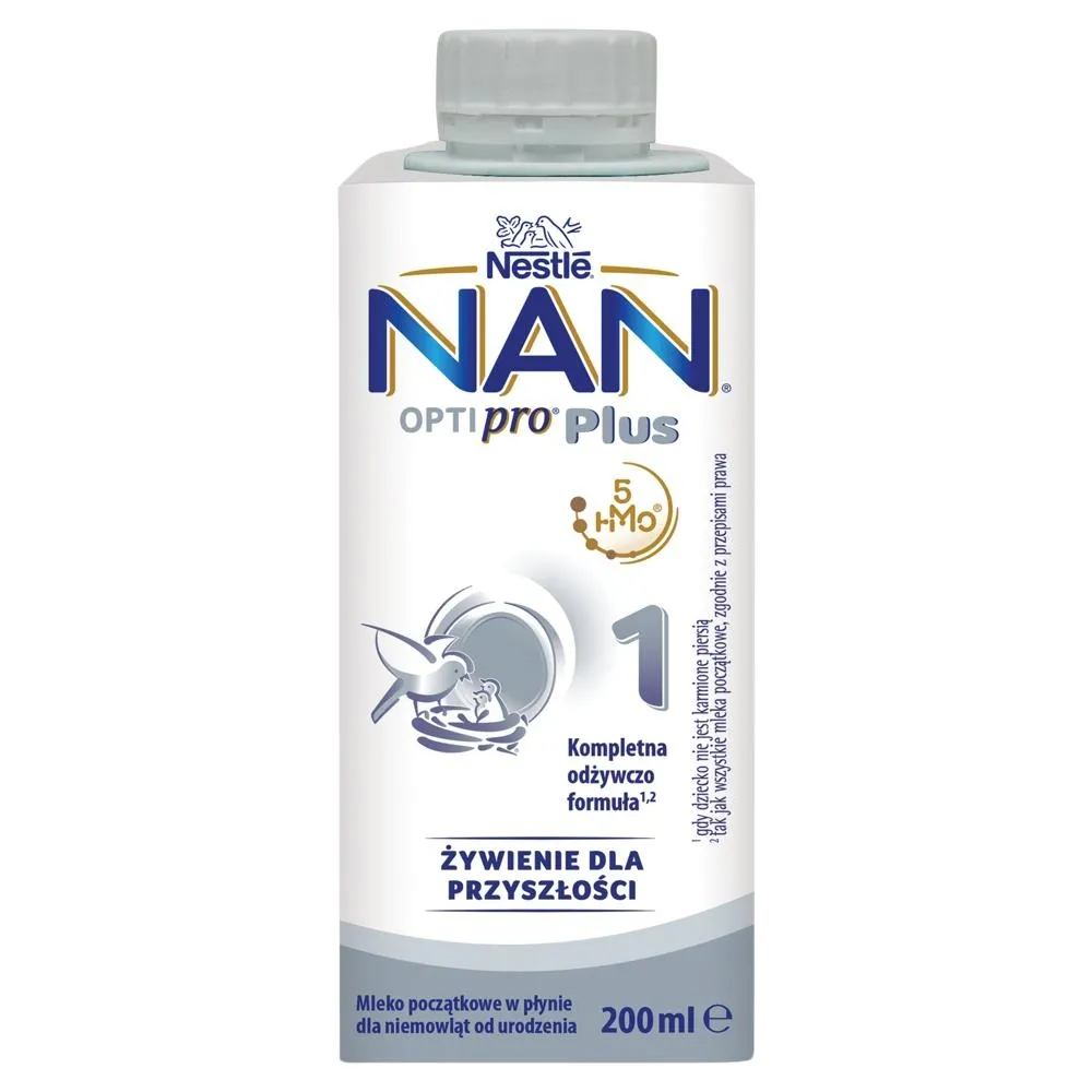 NAN OPTIPRO Plus 1 Mleko początkowe w płynie dla niemowląt od urodzenia 200 ml