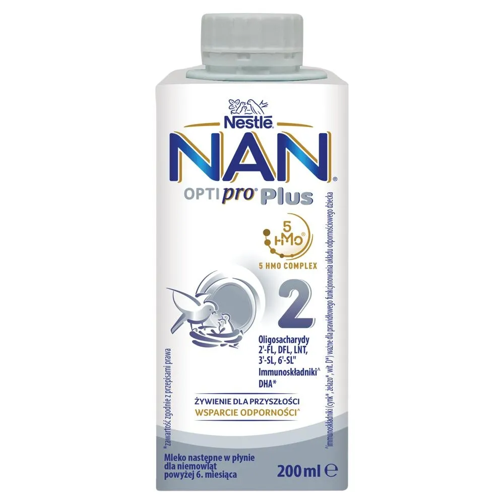 NAN OPTIPRO Plus 2 Mleko następne w płynie dla niemowląt powyżej 6. miesiąca 200 ml