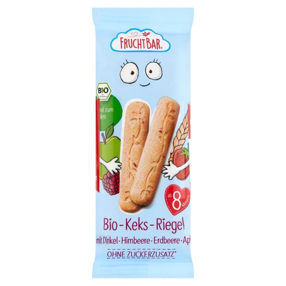 FruchtBar Ciasteczka orkiszowo-pszenne malina truskawka jabłko powyżej 8 miesięcy 90 g (3 x 30 g)