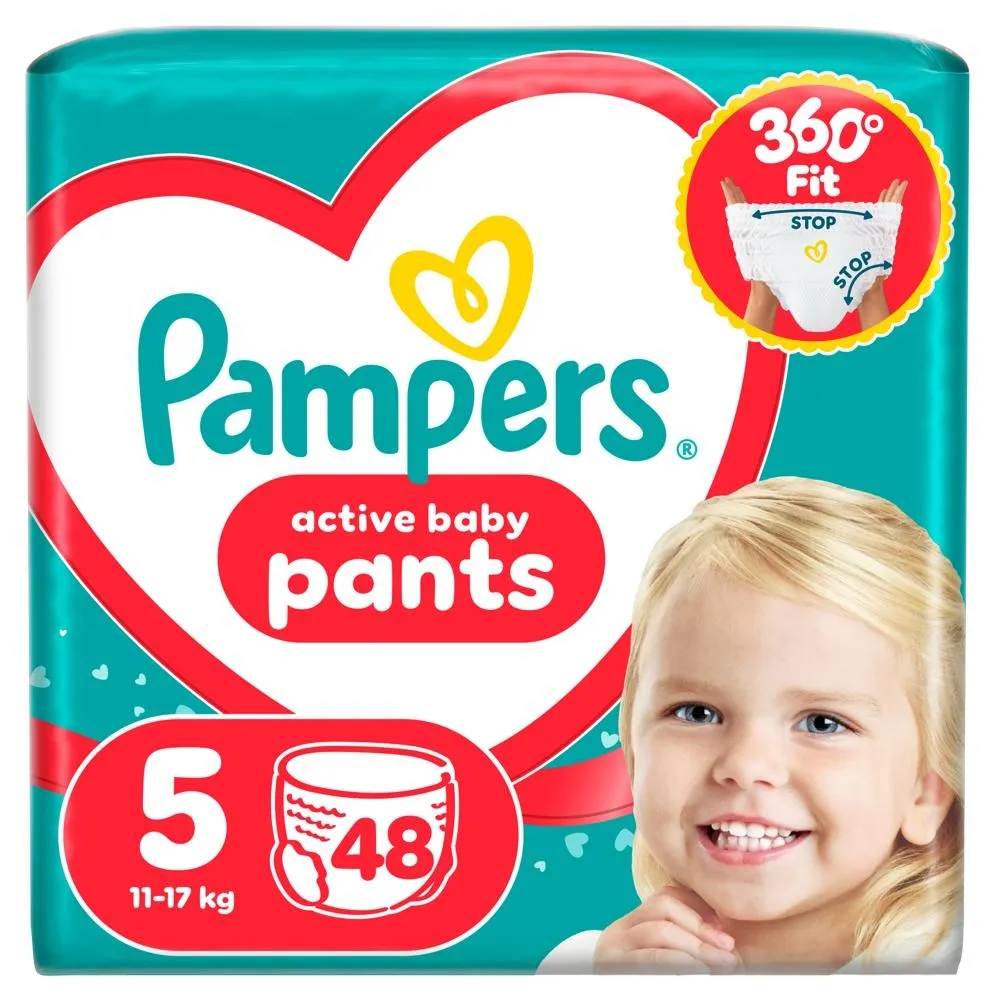 Pampers Active Baby Pieluchomajtki Rozmiar 5, 48 szt., 11kg-17kg