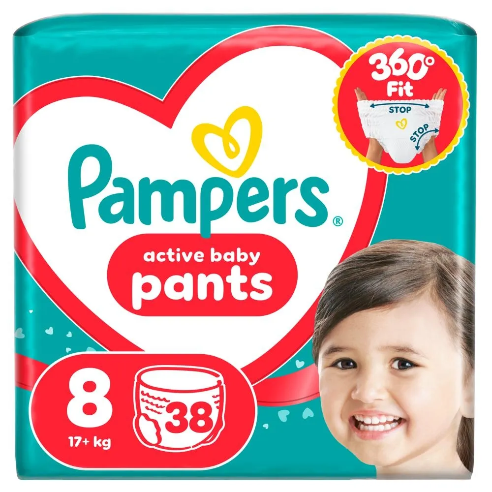 Pampers Active Baby Pieluchomajtki Rozmiar 8, 38 szt., 17kg+