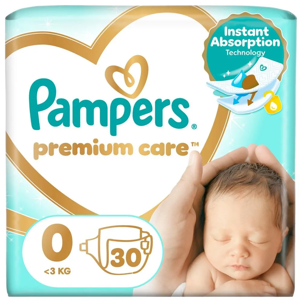 Pampers Premium Care Rozmiar 0, 30 Pieluszek, <3 kg