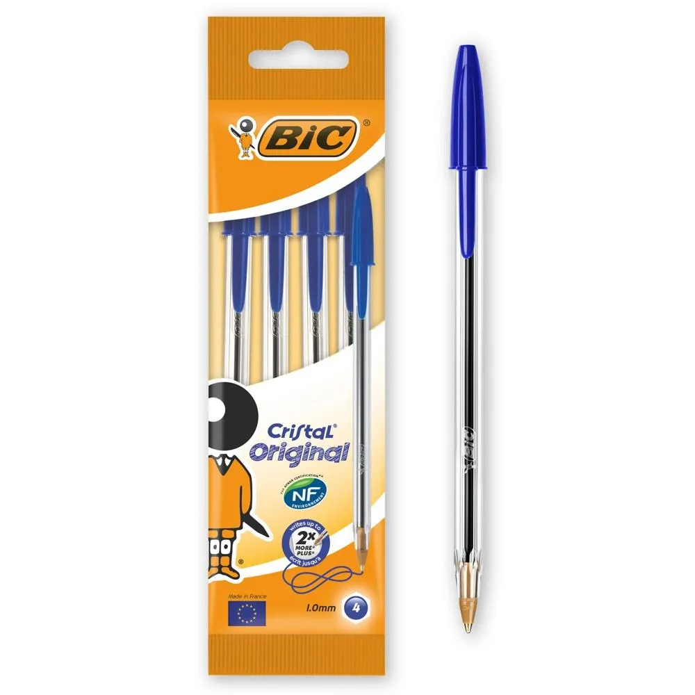 BIC Cristal Original Długopis niebieski Opakowanie 4szt