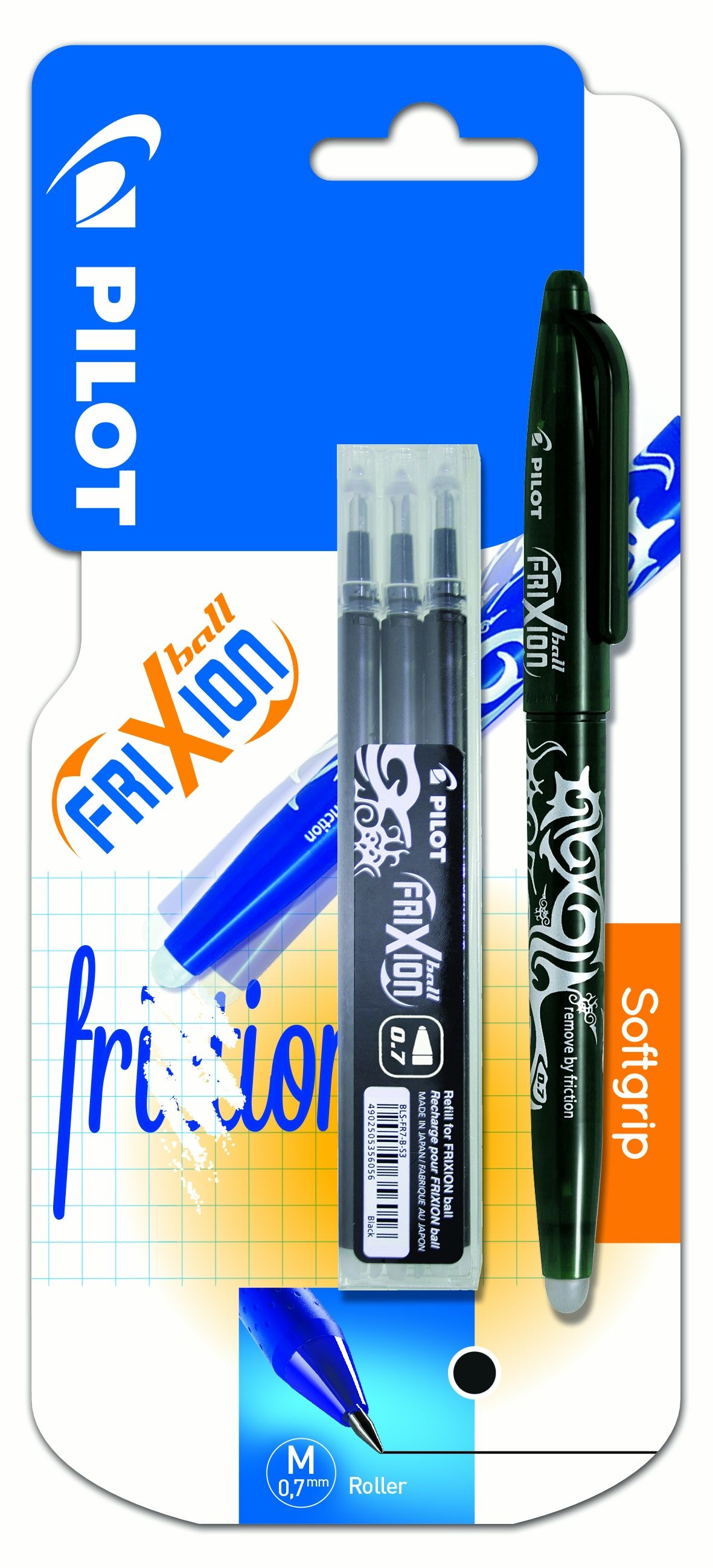 Pióro kulkowe PILOT Frixion ball + 3 wkłady Czarny