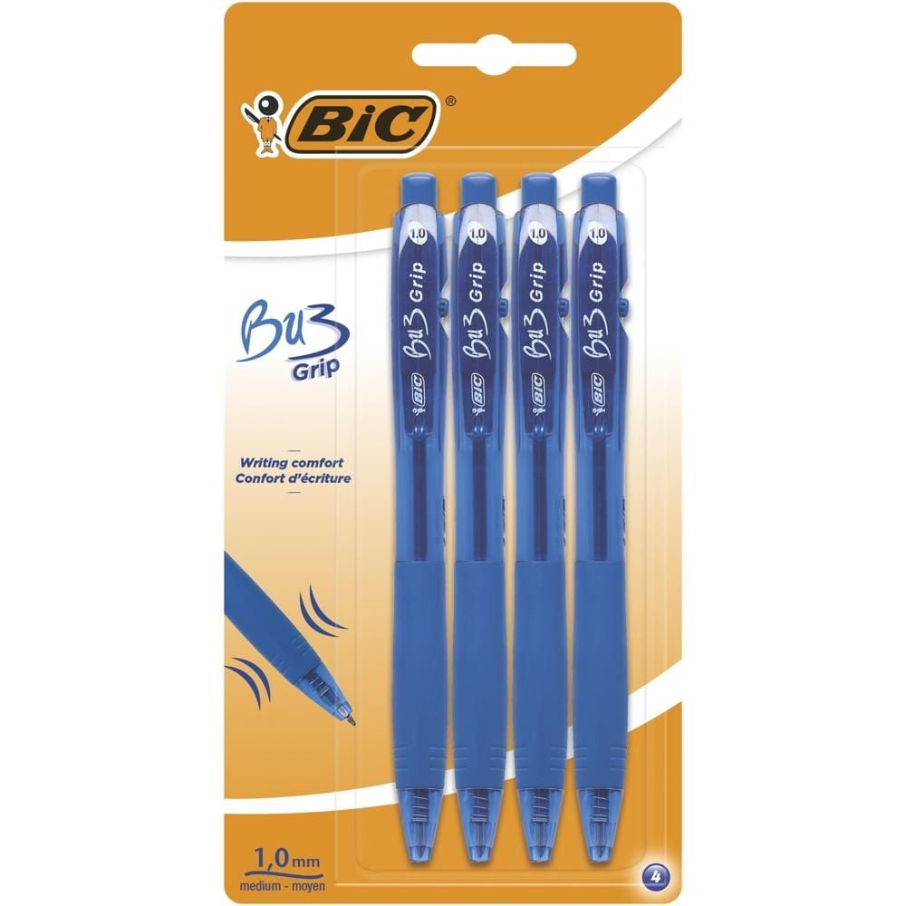 BIC Bu3 Grip Długopis niebieski Blister 4szt