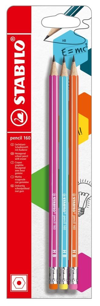STABILO ołówek 160 z gumką  HB mix 3 szt.