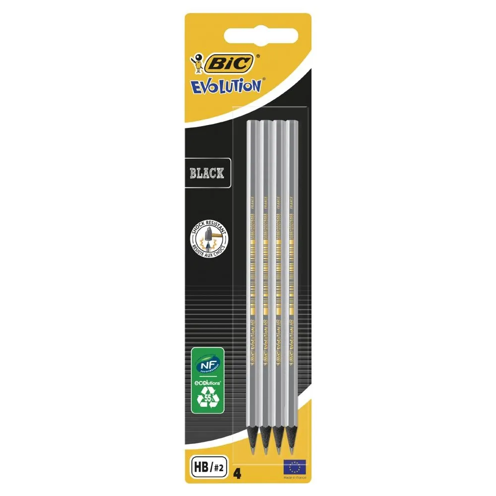 BIC Evolution® Black ołówek grafitowy bez gumki blister 4 szt.