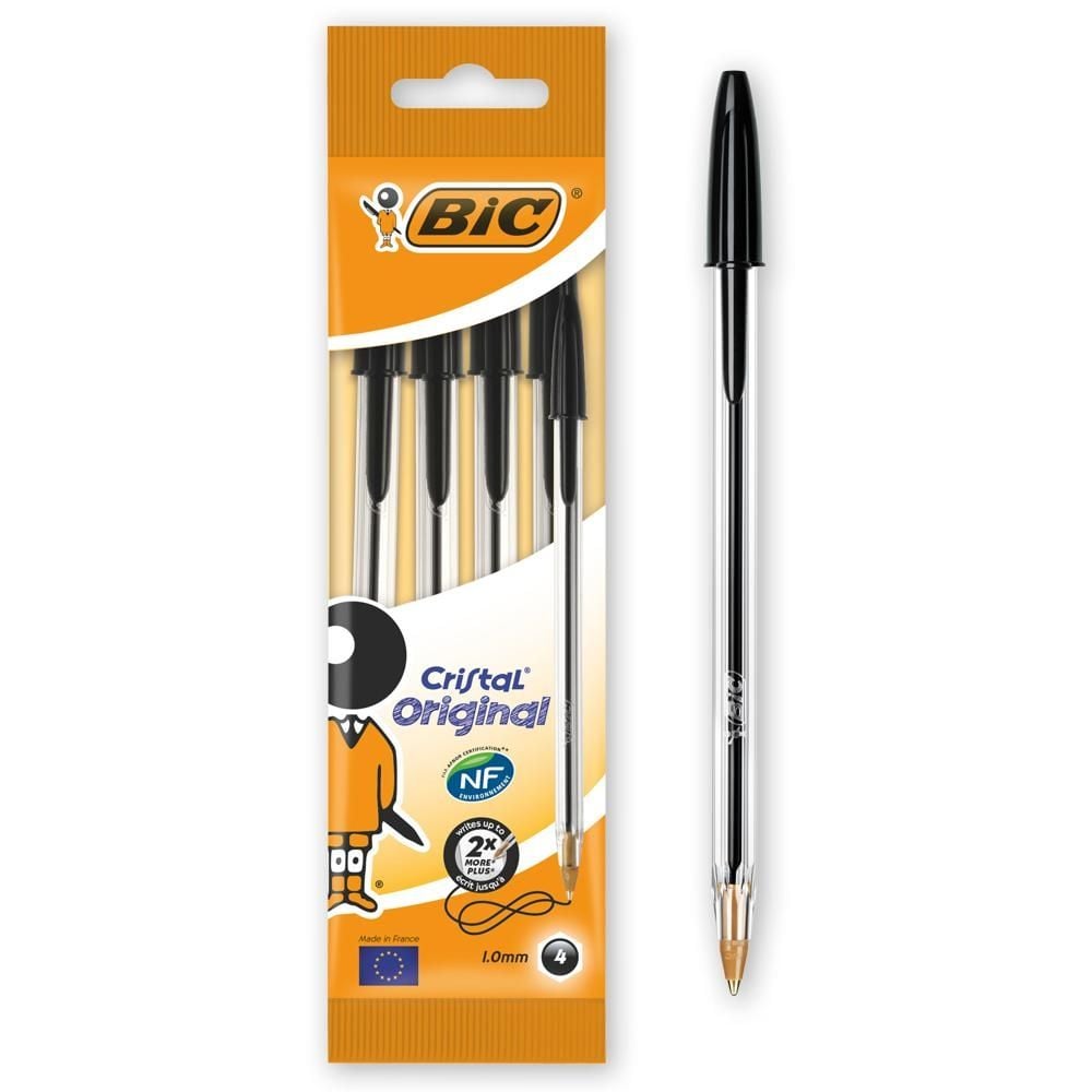 BIC Cristal Original Długopis czarny Opakowanie 4szt