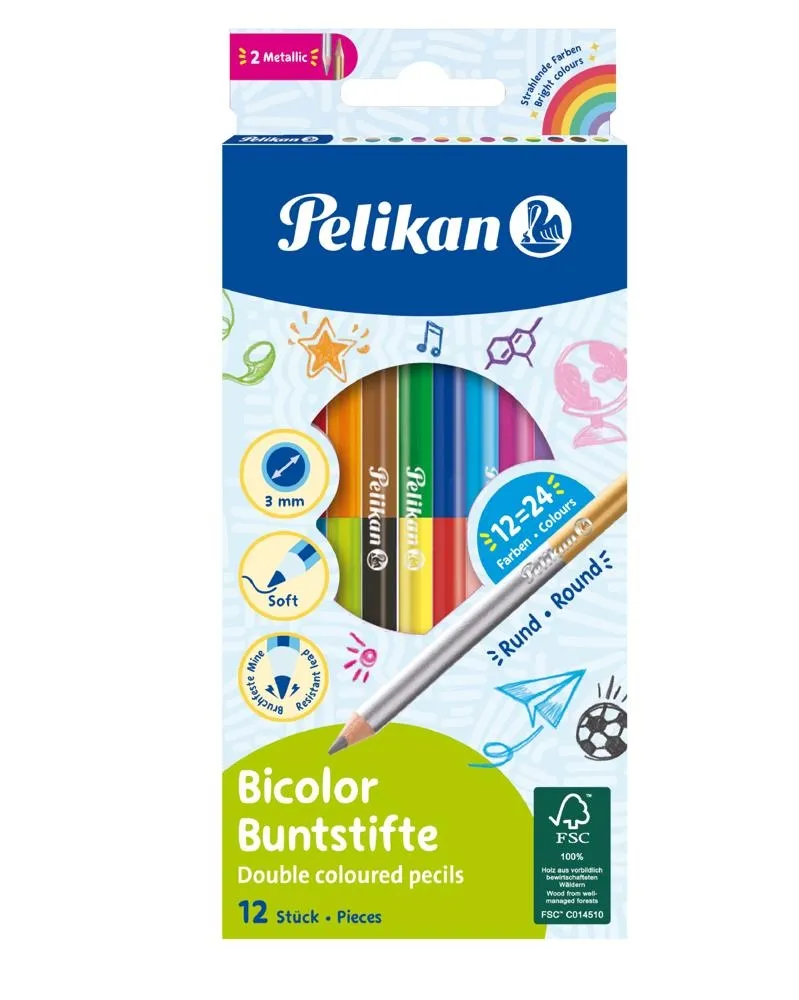 Kredki dwustronne Pelikan 12 szt