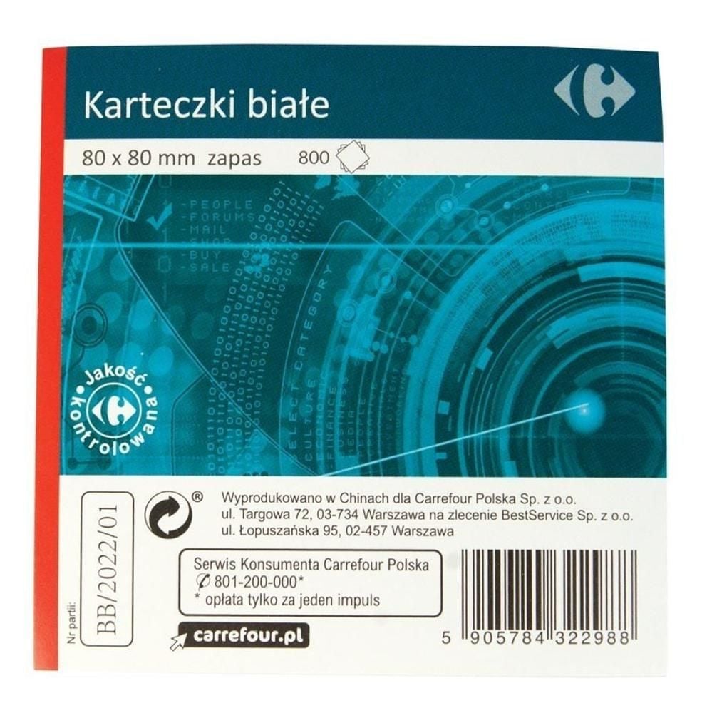 CARREFOUR Karteczki Białe 800  611672