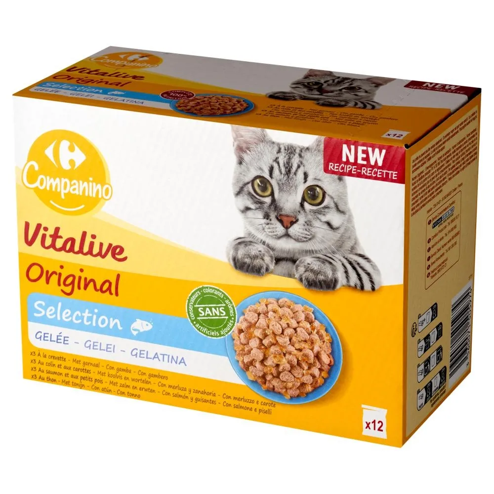 Carrefour Companino Vitalive Karma dla dorosłych kotów 1,2 kg (12 x 100 g)