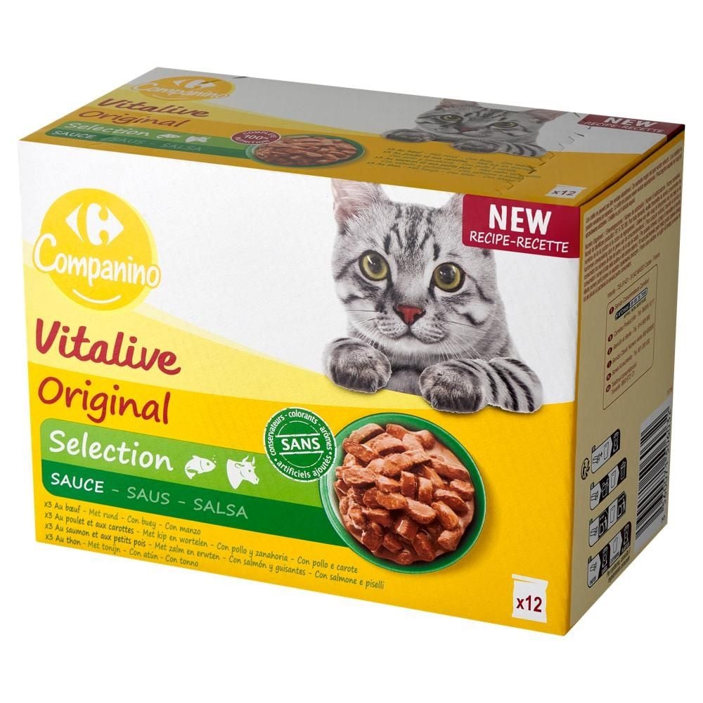 Carrefour Companino Vitalive Karma dla dorosłych kotów 1,2 kg (12 x 100 g)