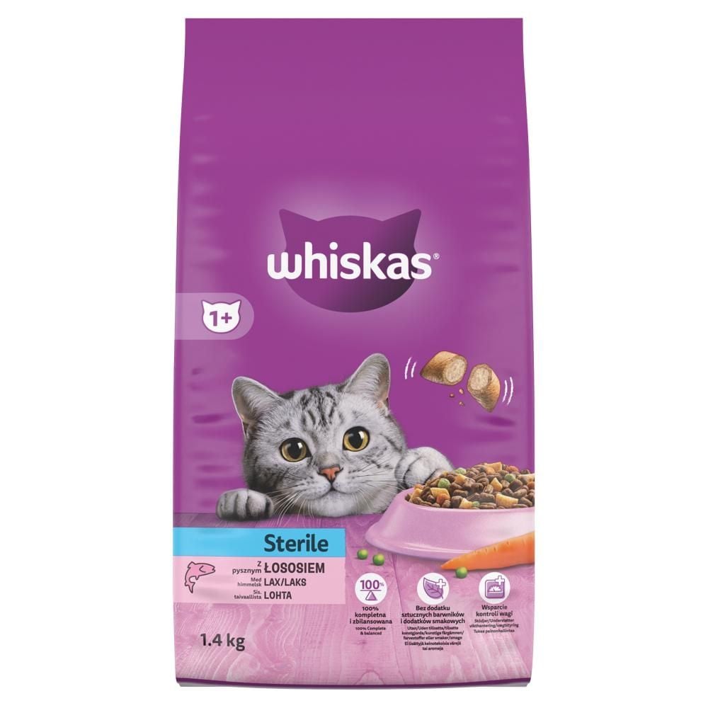 Whiskas Sterile Sucha karma dla dorosłych kotów z pysznym łososiem 1,4 kg