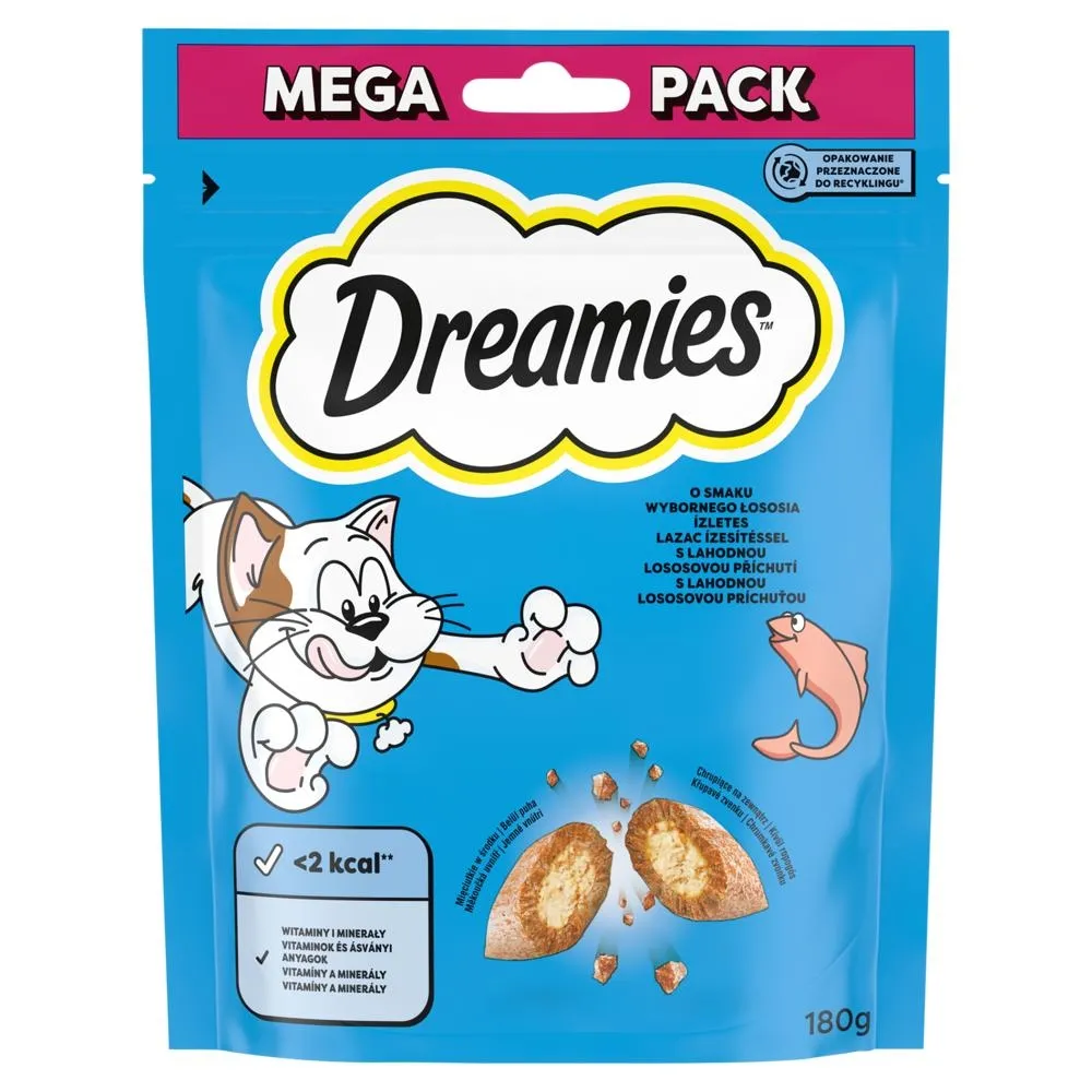 Dreamies Karma uzupełniająca dla dorosłych kotów i kociąt o smaku wybornego łososia 180 g