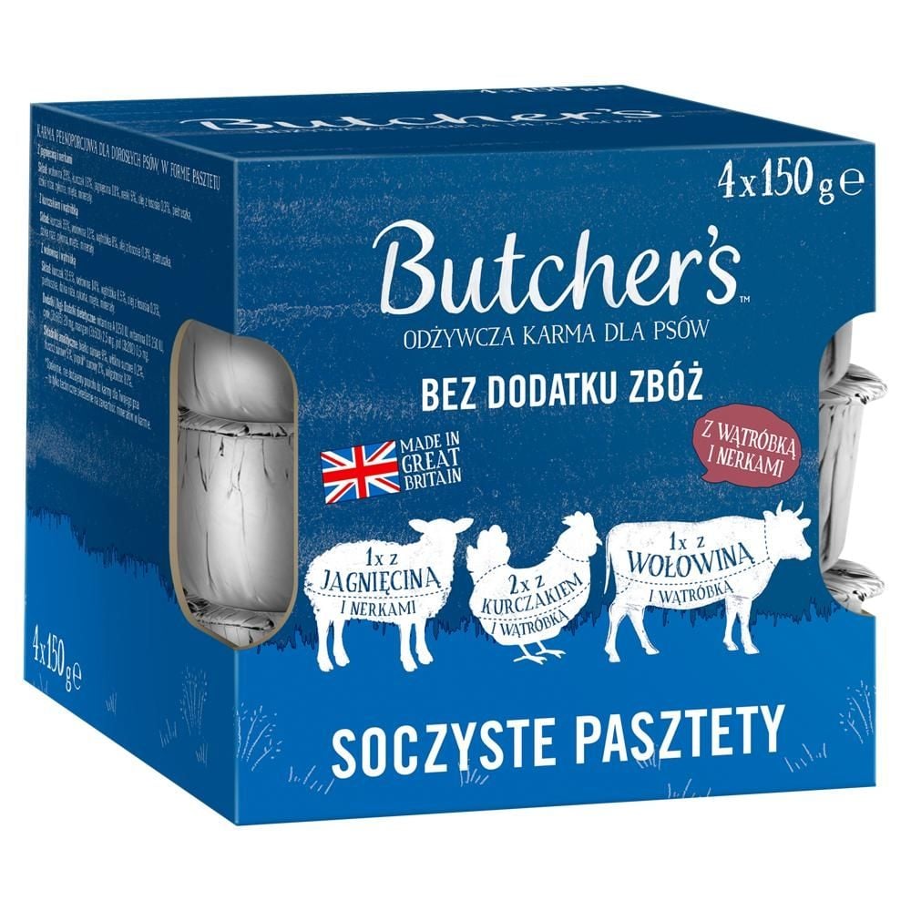 Butcher's Original Multipack karma dla psów soczyste pasztety 4 x 150 g
