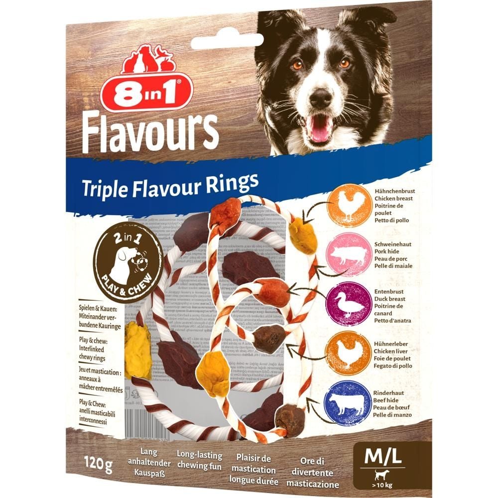8in1 Flavours Pokarm uzupełniający dla dorosłych psów przekąski do żucia M/L 120 g