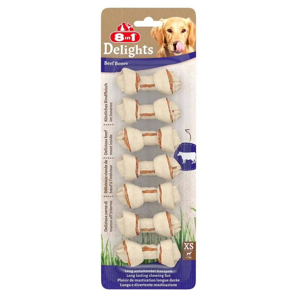 8in1 Delights Beef Bones XS Kości do żucia dla psów ras ozdobnych 7 x 12 g