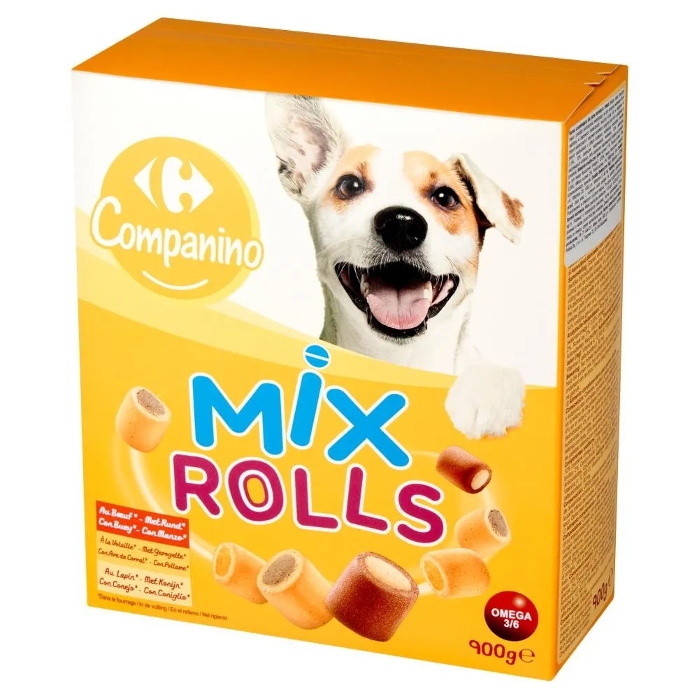 Carrefour Companino Mix Rolls Karma uzupełniająca dla psów dorosłych 900 g