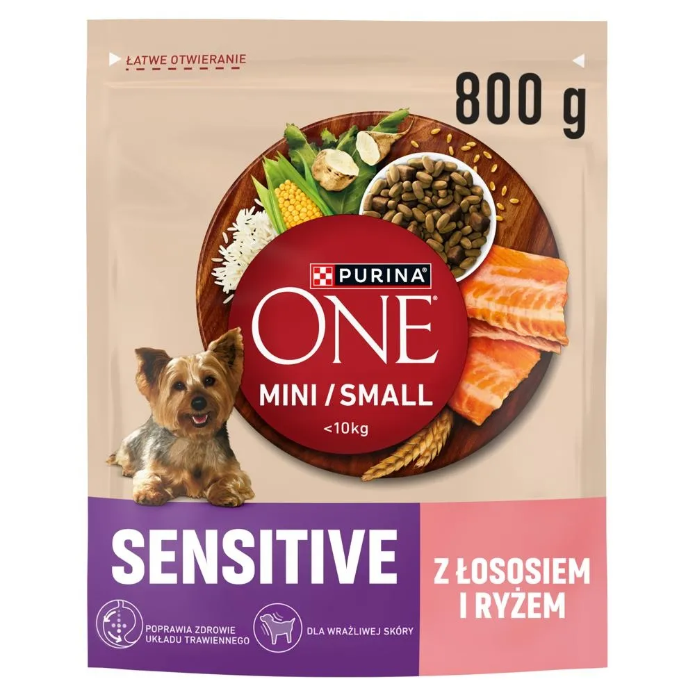 PURINA ONE Mini/Small Sensitive Karma dla psów z łososiem i ryżem 800 g