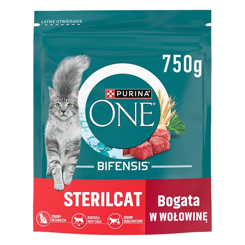 PURINA ONE Bifensis Sterilcat Karma dla dorosłych kotów bogata w wołowinę 750 g