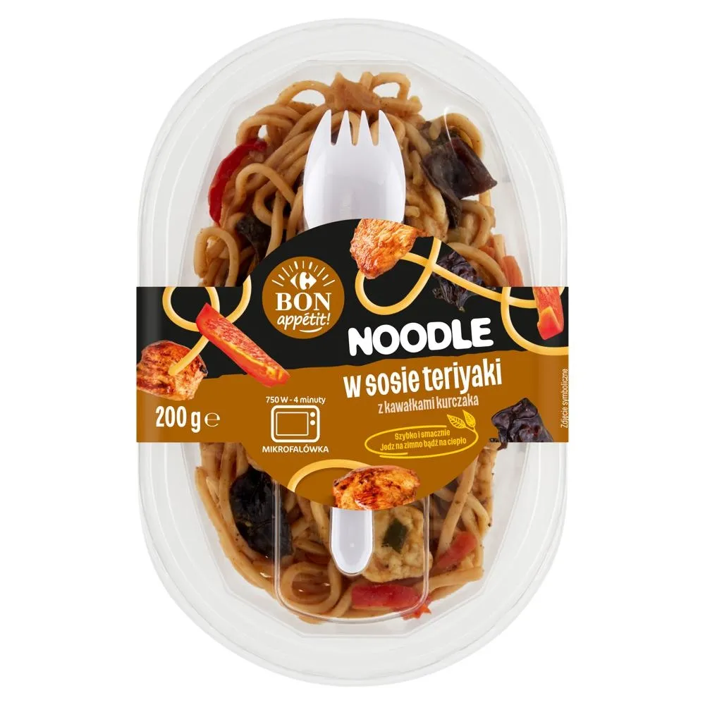 Carrefour Bon Appétit! Noodle w sosie teriyaki z kawałkami kurczaka 200 g