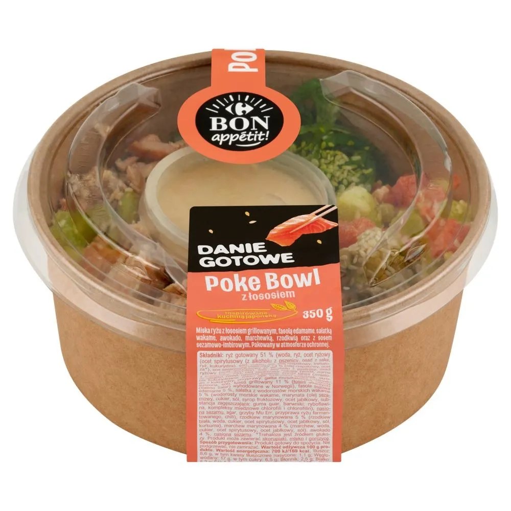 Carrefour Bon Appétit! Danie gotowe poke bowl z łososiem 350 g