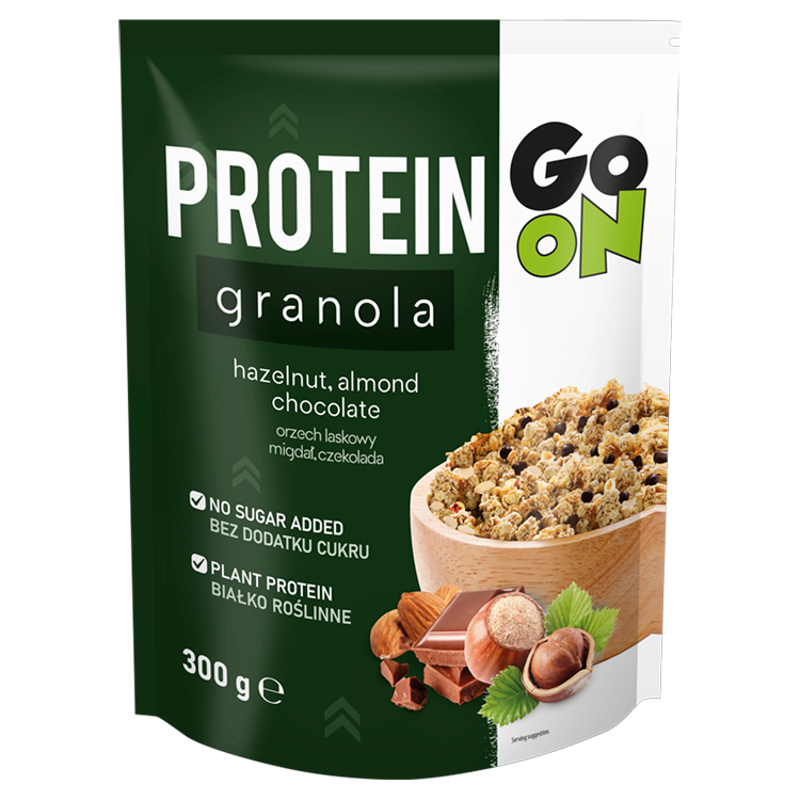 Granola proteinowa z orzechami laskowymi, migdałami i czekoladą