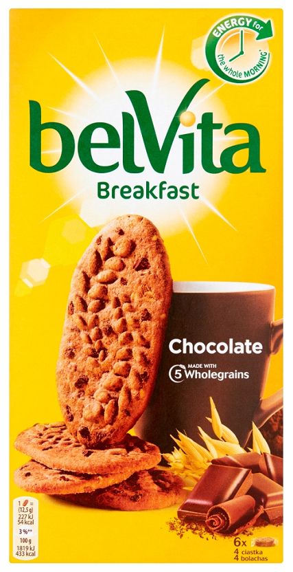 Ciastka zbożowe o smaku kakaowym z kawałkami czekolady 6x50g