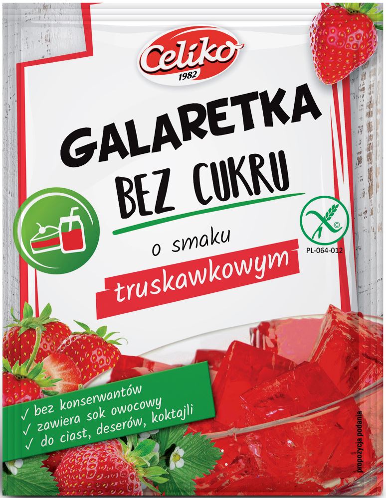 Galaretka o smaku truskawkowym (bez cukru) bezglutenowa