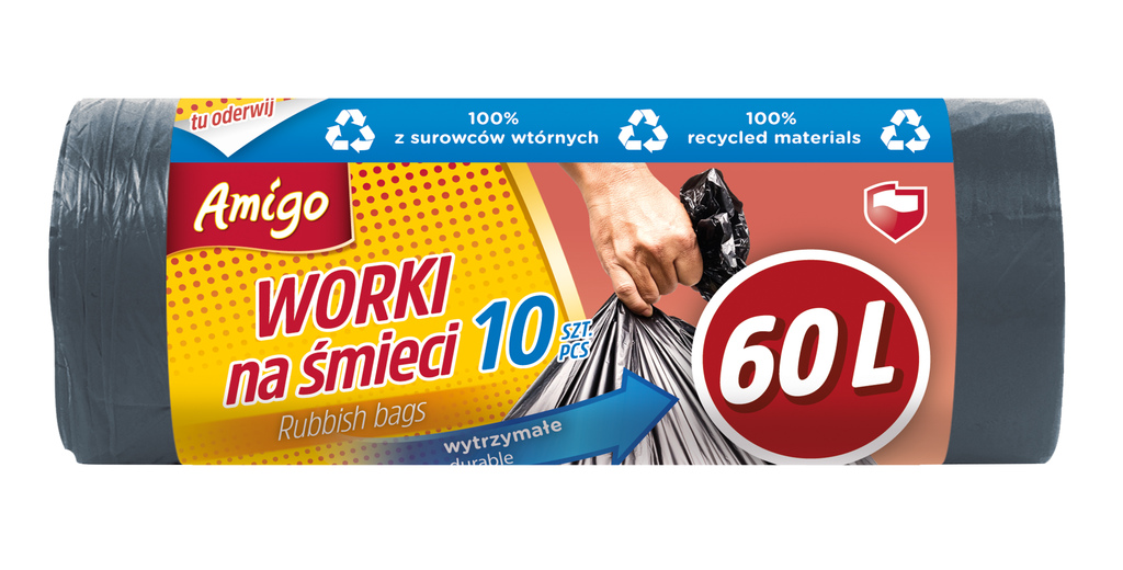 Worki na śmieci ldpe 60l 10 szt.