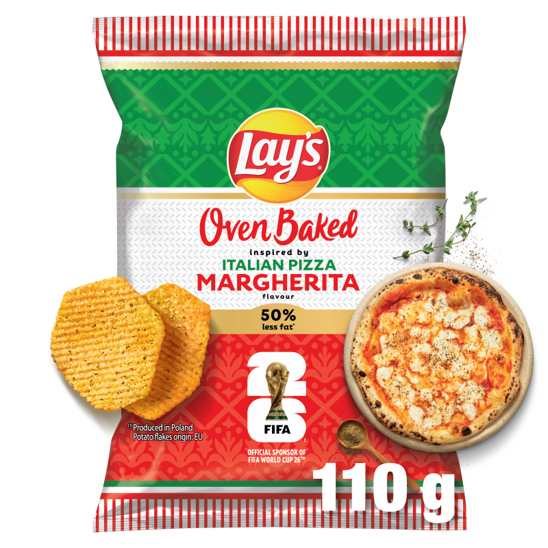Pieczone formowane chipsy ziemniaczane o smaku pizzy margherita