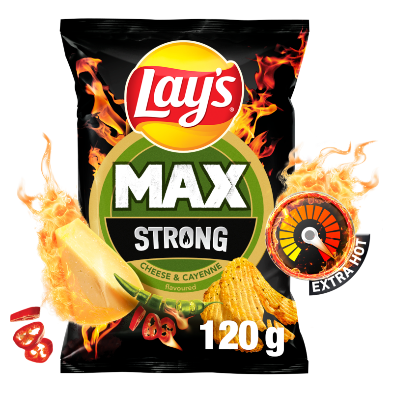 Strong Chipsy ziemniaczane karbowane o smaku sera i ostrej papryki