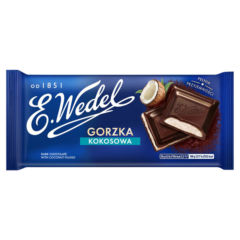 Czekolada gorzka z nadzieniem kokosowym