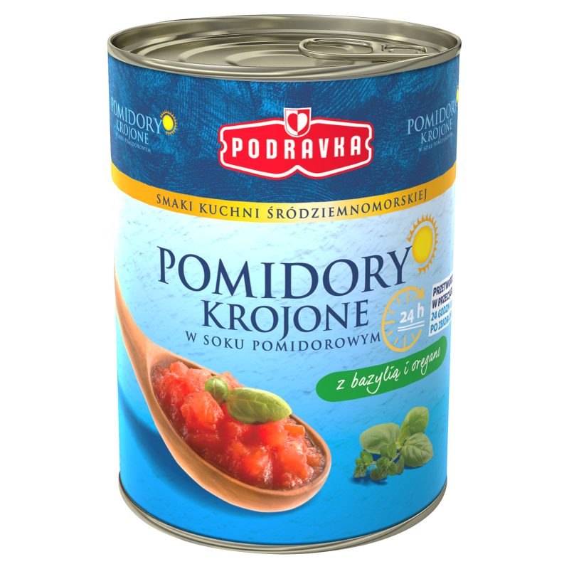 Pomidory krojone w soku pomidorowym z bazylią i oregano