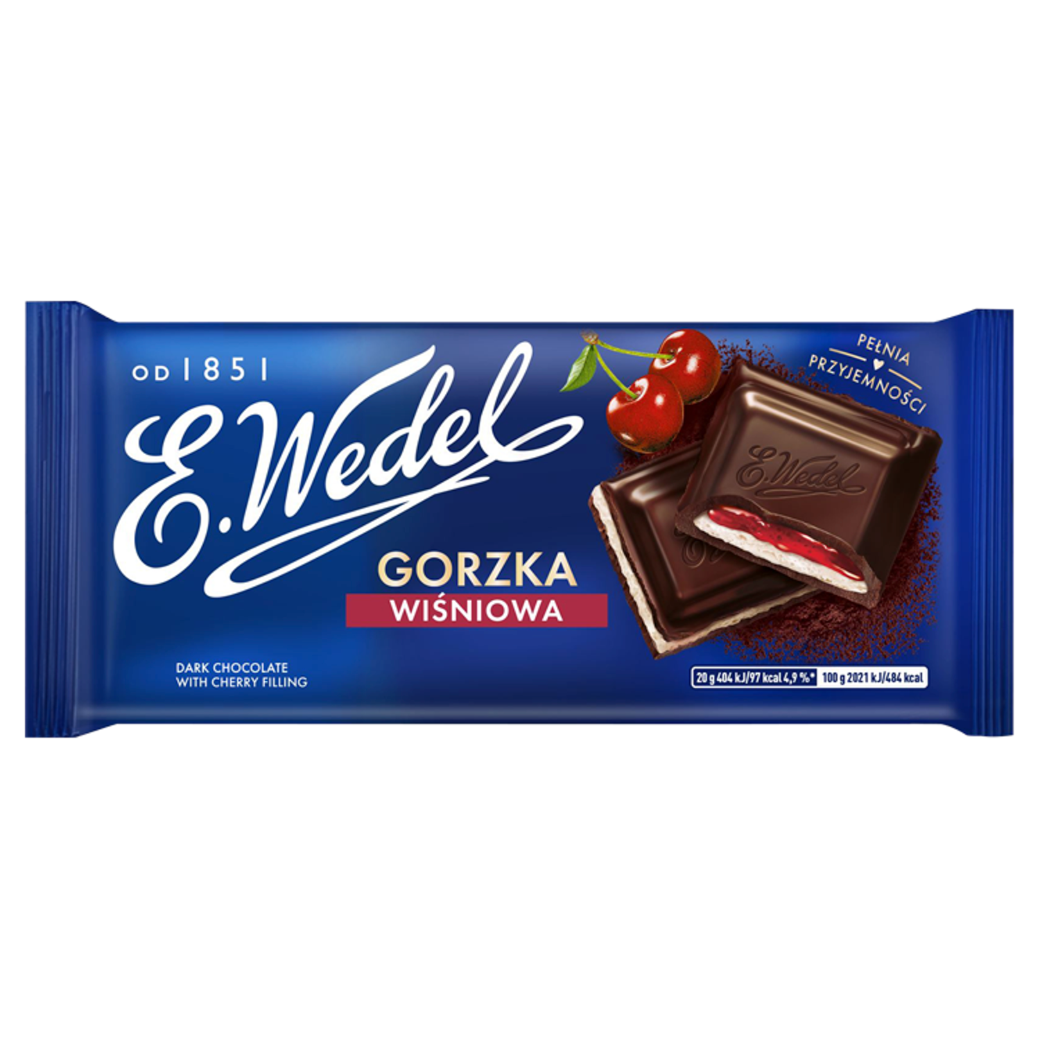 Czekolada gorzka z nadzieniem wiśniowym