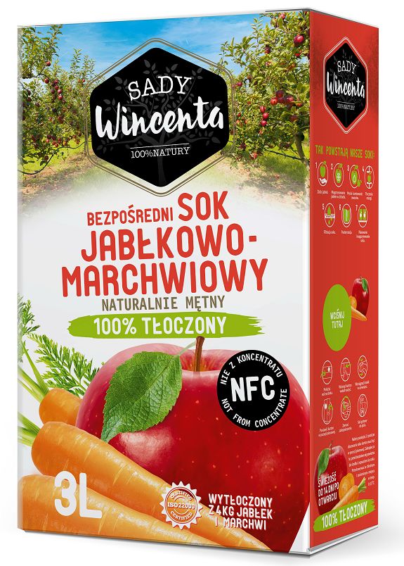 Sok jabłko - marchew w kartonie tłoczony