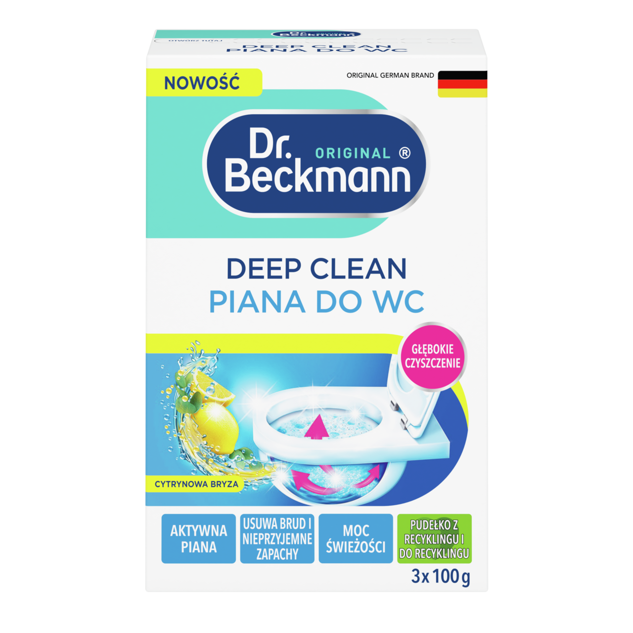 Piana do czyszczenia WC Cytrynowa Bryza w saszetkach 3x100g