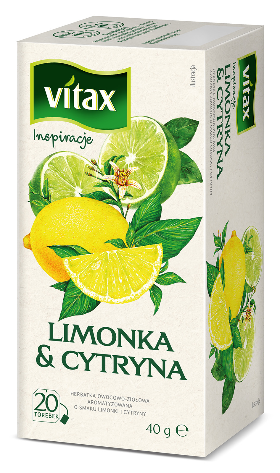 Herbata owocowo-ziołowa o smaku limonki i cytryny 20 torebek ex.