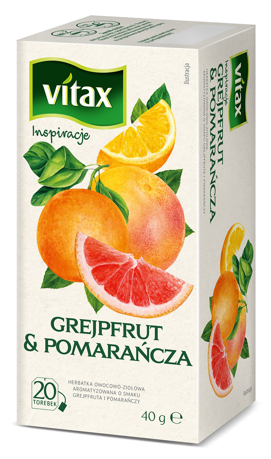 Herbata owocowo-ziołowa o smaku grejpfruta i pomarańczy 20 torebek ex.
