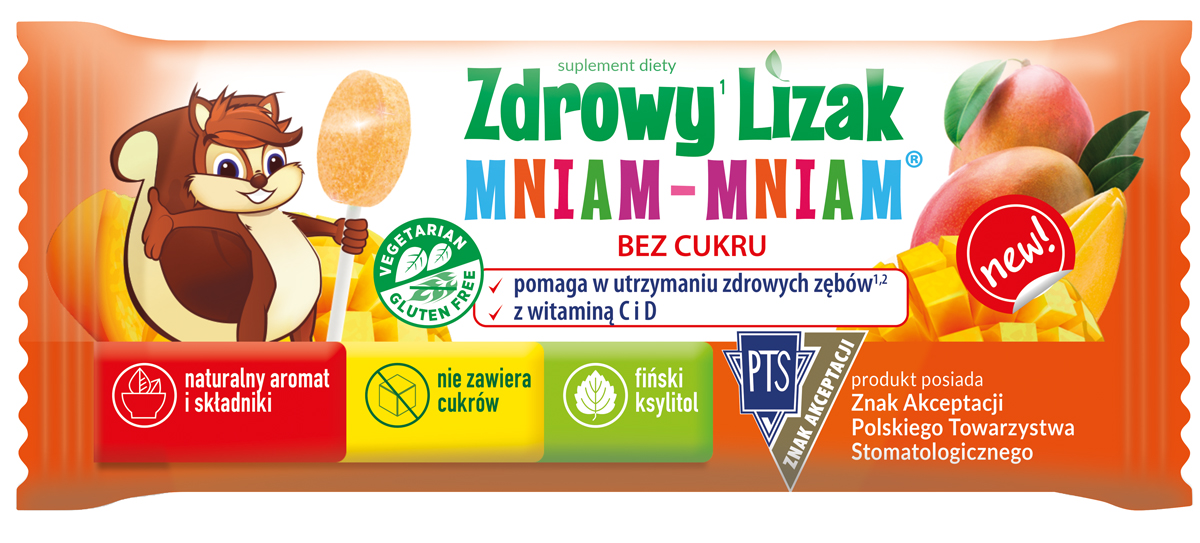 Lizak o smaku mango z witaminą C i D - suplement diety