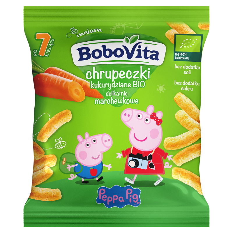 Chrupeczki kukurydziane - delikatnie marchewkowe po 7 miesiącu Świnka Peppa