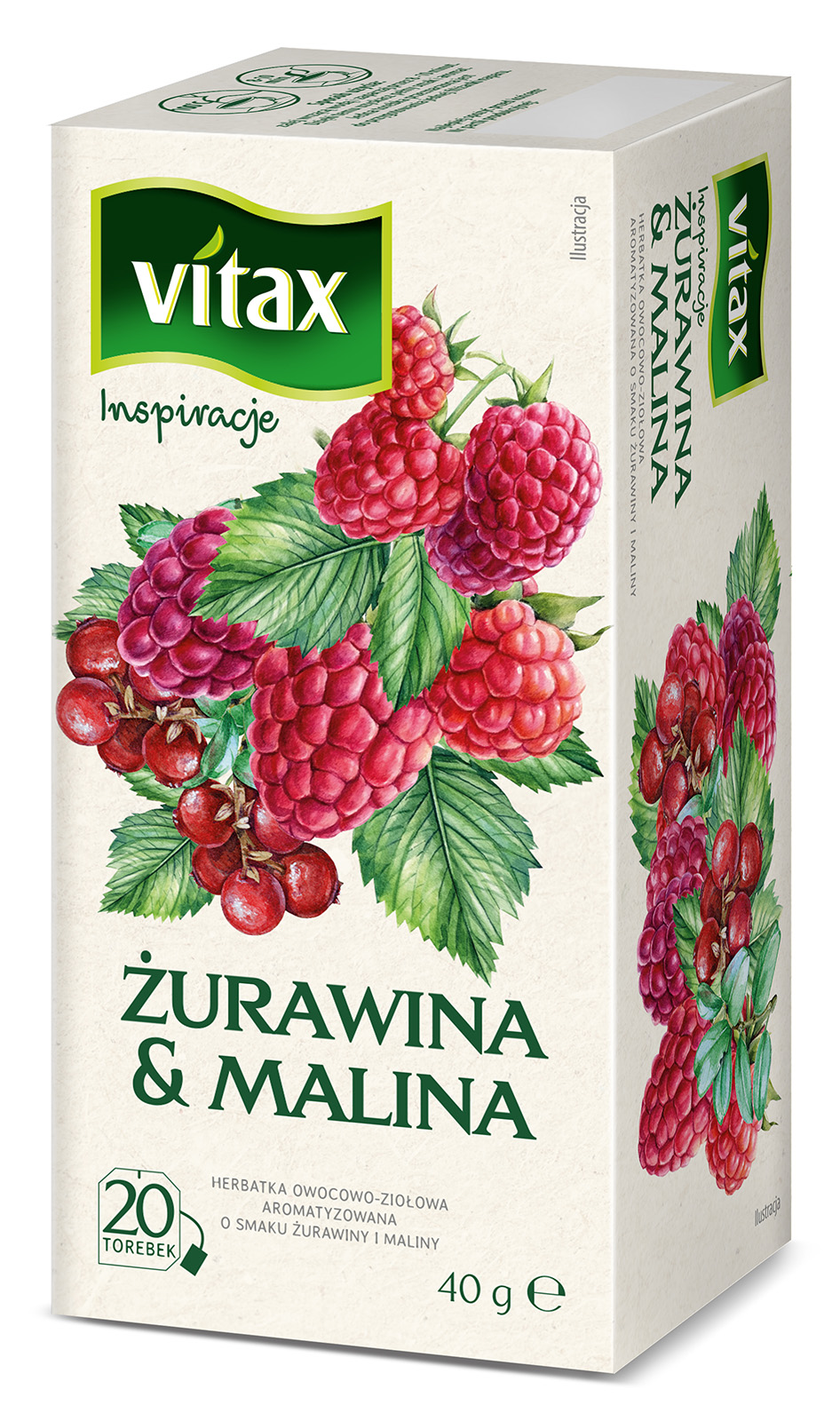 Herbata owocowo-ziołowa o smaku żurawiny i maliny 20 torebek ex.