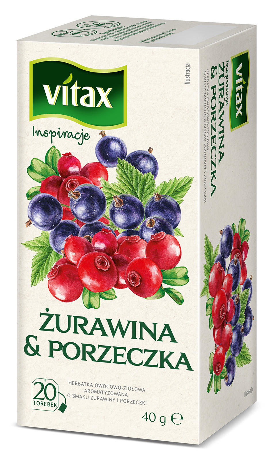 Herbata owocowo-ziołowa o smaku żurawiny i porzeczki 20 torebek ex.