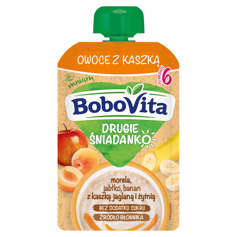 Owoce z kaszką morela jabłko banan po 6 miesiącu