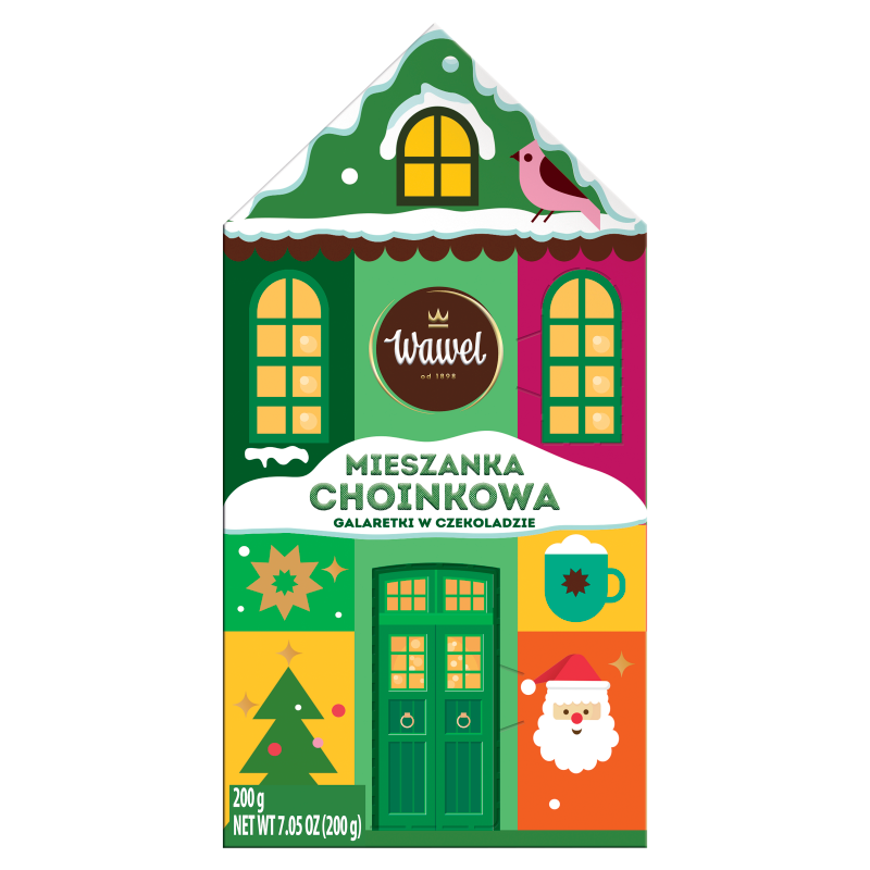 Mieszanka choinkowa domek - galaretki w czekoladzie BN