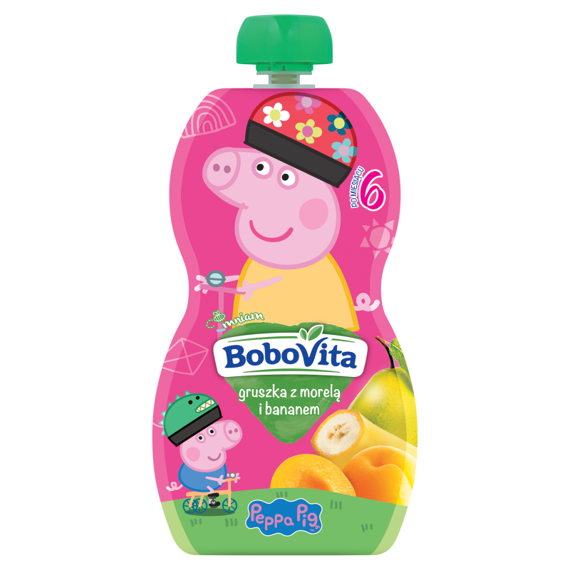 Mus gruszka z bananem i morelą po 6 miesiącu Świnka Peppa