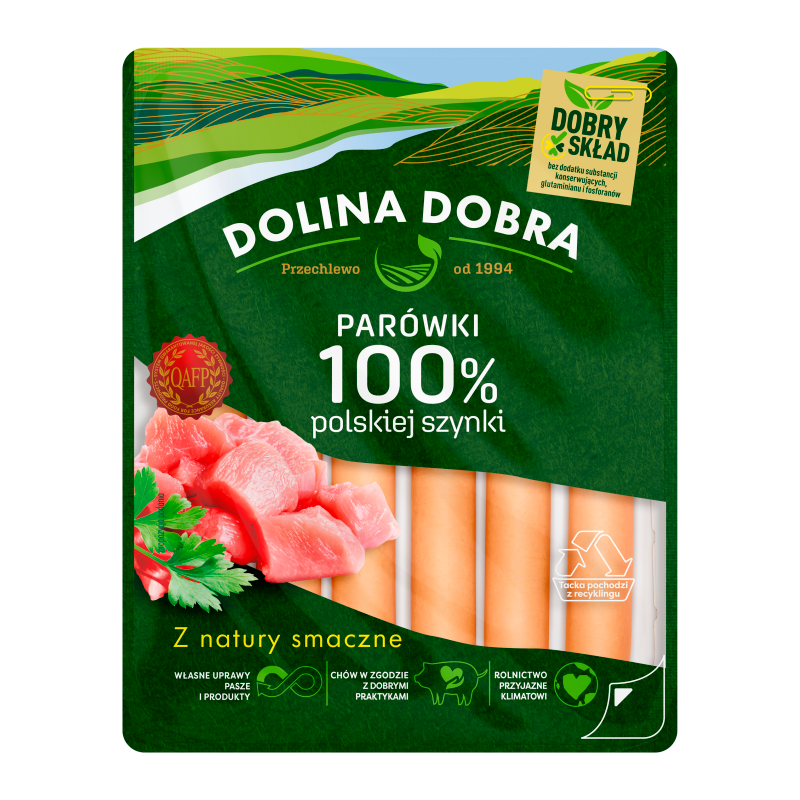 Parówki 100% mięsa z szynki bez konserwantów